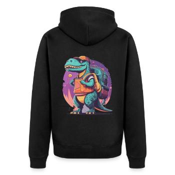 Enrollment Dinosaur Schoolchild Trex - Unisex Premium Organic Zip Hoodie - black - Back - Nico (187cm)