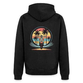 Scooter Motorroller Mofa Moped Roller - Unisex Premium Organic Zip Hoodie - black - Back - Nico (187cm)