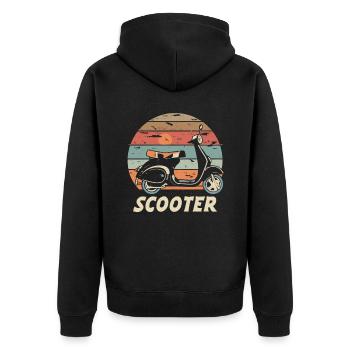 Scooter Motorroller Mofa Moped Roller - Unisex Premium Organic Zip Hoodie - black - Back - Nico (187cm)