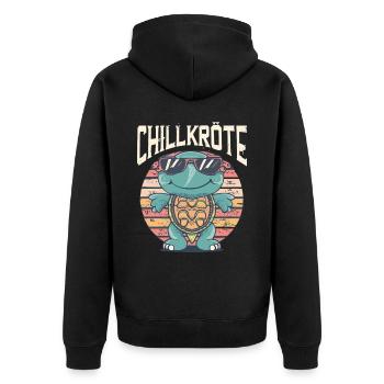 Relaxed turtles Chill toad - Unisex Premium Organic Zip Hoodie - black - Back - Nico (187cm)