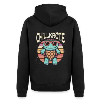 Relaxed turtles Chill toad - Unisex Premium Organic Zip Hoodie - black - Back - Nico (187cm)