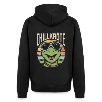 Relaxed Turtle Chill Toad - Unisex Premium Organic Zip Hoodie - black - Back - Nico (187cm)