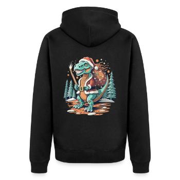 Dinosaur Trex Christmas - Unisex Premium Organic Zip Hoodie - black - Back - Nico (187cm)