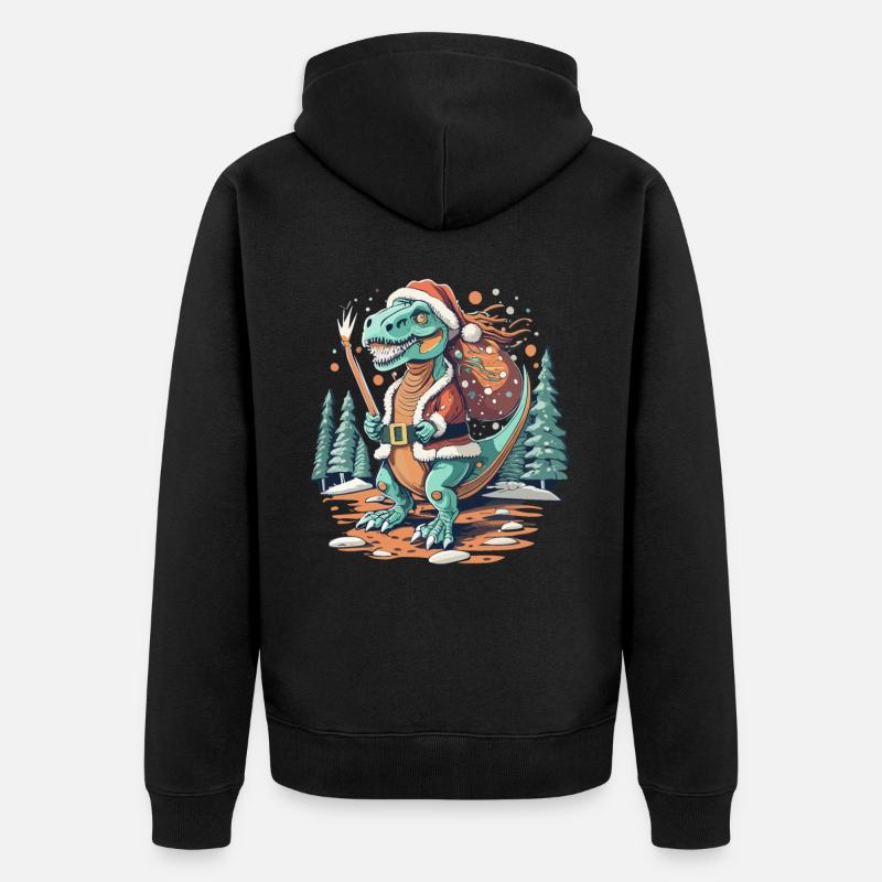 Dinosaure Trex Noël - Veste à capuche bio Premium Unisexe - noir