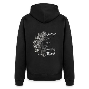 Mandala Yoga - Unisex Premium Bio Zip Hoodie - Schwarz - Hinten - Nico (187cm)