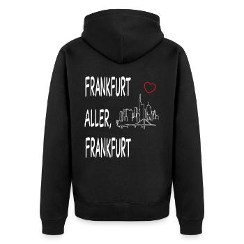 FRANKFURT ALLER FRANKFURT - Unisex Premium Bio Zip Hoodie - Schwarz - Hinten - Nico (187cm)