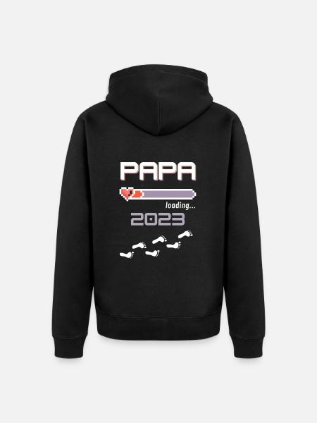 Papa 2023 loading... - Unisex Premium Bio Zip Hoodie - Schwarz