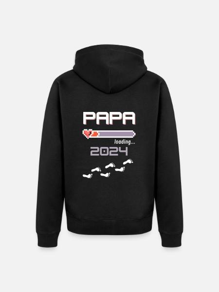 Papa 2024 loading... - Unisex Premium Bio Zip Hoodie - Schwarz