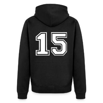 15 - Unisex Premium Bio Zip Hoodie - Schwarz - Hinten - Nico (187cm)