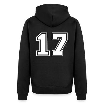 17 - Unisex Premium Bio Zip Hoodie - Schwarz - Hinten - Nico (187cm)