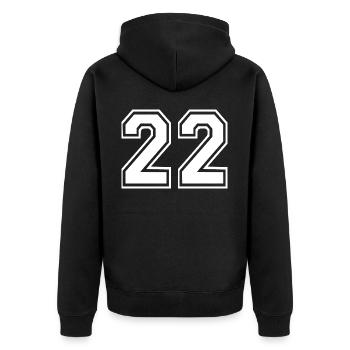 22 - Unisex Premium Organic Zip Hoodie - black - Back - Nico (187cm)