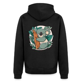 Koalas Home - Unisex Premium Organic Zip Hoodie - black - Back - Nico (187cm)