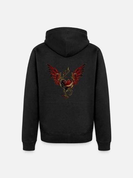 Heart with wings - Unisex Premium Organic Zip Hoodie - black