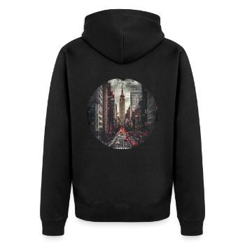 New York City NYC USA Amerika Stadt Skyline Retro - Unisex Premium Bio Zip Hoodie - Schwarz - Hinten - Nico (187cm)