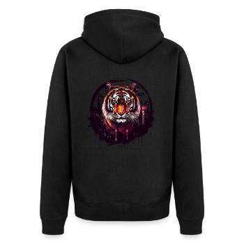 Tiger, Tiger's Head, Big Cat, Predator, Wild, Strong - Unisex Premium Organic Zip Hoodie - black - Back - Nico (187cm)