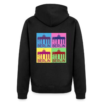 Berlin Skyline City Germany Pop Art Style - Unisex Premium Organic Zip Hoodie - black - Back - Nico (187cm)