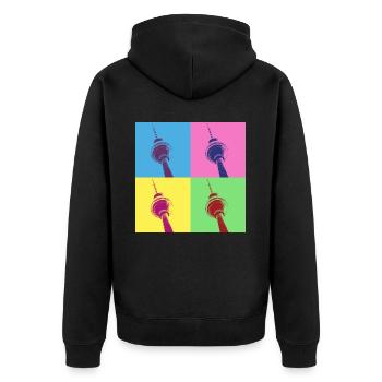 Berlin Skyline City Germany Pop Art Style - Unisex Premium Organic Zip Hoodie - black - Back - Nico (187cm)