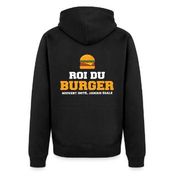 Roi du burger cuisto cuisinier hamburger - Veste à capuche bio Premium Unisexe - noir - Dos - Nico (187cm)
