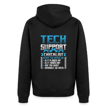 Drôle de liste de contrôle du support technique Helpdesk - Veste à capuche bio Premium Unisexe - noir - Dos - Nico (187cm)