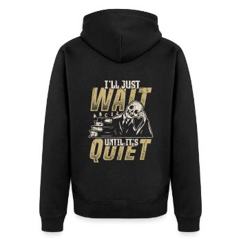 Ich warte einfach, bis es still ist, Lehrer. - Unisex Premium Bio Zip Hoodie - Schwarz - Hinten - Nico (187cm)