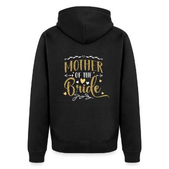 Mutter der Braut - Unisex Premium Bio Zip Hoodie - Schwarz - Hinten - Nico (187cm)