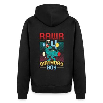Birthday Trex Dinosaur 4th Birthday Boy - Unisex Premium Organic Zip Hoodie - black - Back - Nico (187cm)