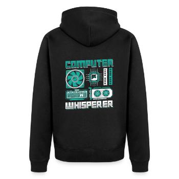 Computer Whisperer IT Support - Unisex Premium Organic Zip Hoodie - black - Back - Nico (187cm)
