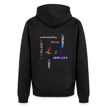 LGBTQIA - Statement Regenbogenfarben - Unisex Premium Bio Zip Hoodie - Schwarz - Hinten - Nico (187cm)