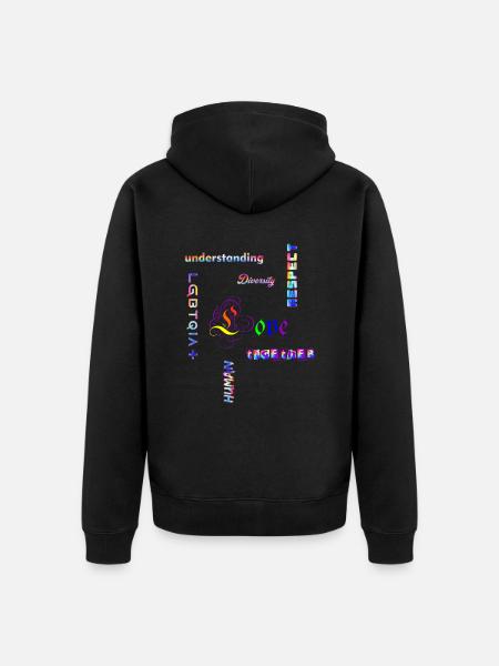 LGBTQIA - Statement Regenbogenfarben - Unisex Premium Bio Zip Hoodie - Schwarz