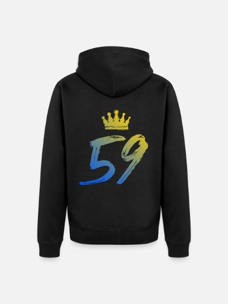 59 Number crown - Unisex Premium Organic Zip Hoodie - black