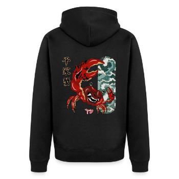Heikegani Yokai - Unisex Premium Bio Zip Hoodie - Schwarz - Hinten - Nico (187cm)