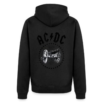 AC/DC For Those About To Rock Logo Mit Kanone - Unisex Premium Bio Zip Hoodie - Schwarz - Hinten - Nico (187cm)