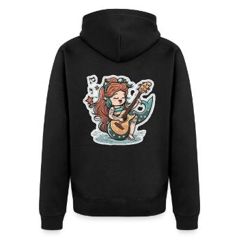 Mermaid Musician - Unisex Premium Organic Zip Hoodie - black - Back - Nico (187cm)