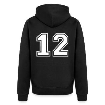 12 - Unisex Premium Bio Zip Hoodie - Schwarz - Hinten - Nico (187cm)