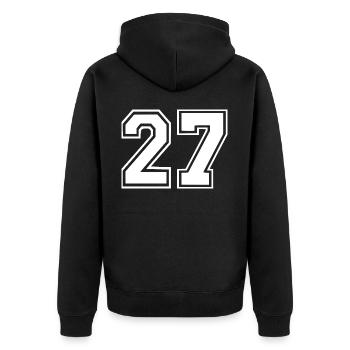 27 - Unisex Premium Organic Zip Hoodie - black - Back - Nico (187cm)