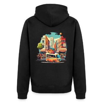 Le marché animé de la ville - Veste à capuche bio Premium Unisexe - noir - Dos - Nico (187cm)