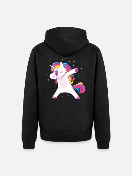 dabbing einhorn - Unisex Premium Bio Zip Hoodie - Schwarz