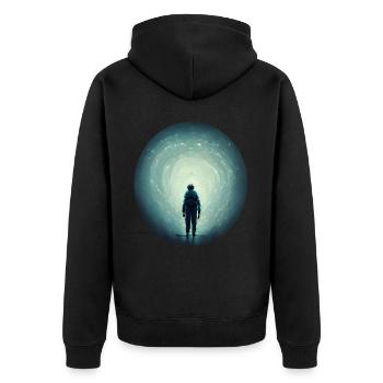 Astronaut im All - Unisex Premium Bio Zip Hoodie - Schwarz - Hinten - Nico (187cm)