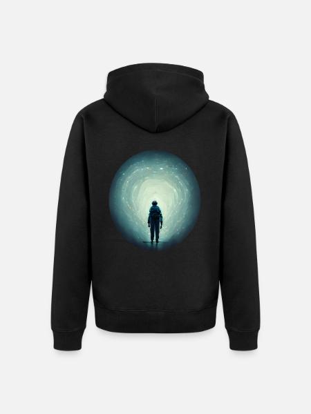 Astronaut im All - Unisex Premium Bio Zip Hoodie - Schwarz
