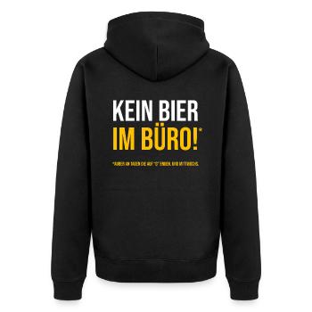 Büro Regel: Kein Bier im Büro - Unisex Premium Bio Zip Hoodie - Schwarz - Hinten - Nico (187cm)