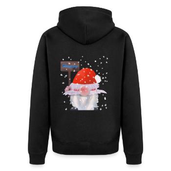 Winter Wichtel, Weihnachtszwerg, Kobolt im Schnee, - Unisex Premium Bio Zip Hoodie - Schwarz - Hinten - Nico (187cm)