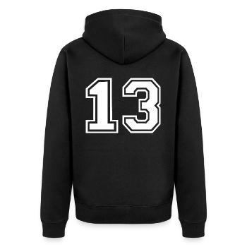 13 - Unisex Premium Organic Zip Hoodie - black - Back - Nico (187cm)