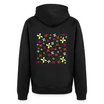 Flower meadow floral pattern flower tendril flower flower - Unisex Premium Organic Zip Hoodie - black - Back - Nico (187cm)