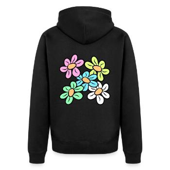 fleur colorée motif floral vrille florale florale - Veste à capuche bio Premium Unisexe - noir - Dos - Nico (187cm)