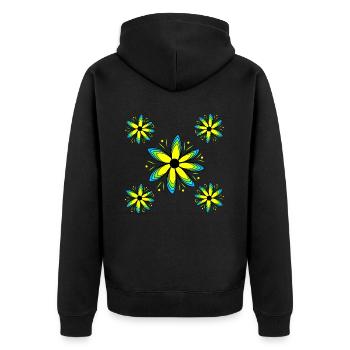 Motif floral coloré Fleur de vrille florale - Veste à capuche bio Premium Unisexe - noir - Dos - Nico (187cm)