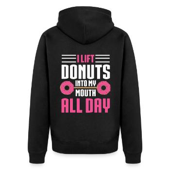 Donut Lover - Unisex Premium Organic Zip Hoodie - black - Back - Nico (187cm)