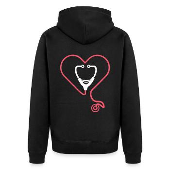 Nursing Stethoscope - Unisex Premium Organic Zip Hoodie - black - Back - Nico (187cm)