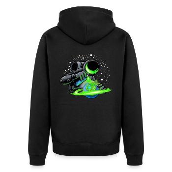 Un astronaute pulvérise le monde en vert - Veste à capuche bio Premium Unisexe - noir - Dos - Nico (187cm)