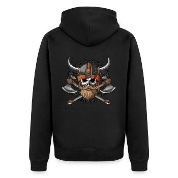 Norsemen viking warrior skull - Unisex Premium Bio Zip Hoodie - Schwarz - Hinten - Nico (187cm)