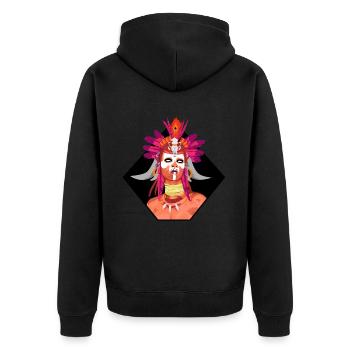 SCHÄDEL - Unisex Premium Bio Zip Hoodie - Schwarz - Hinten - Nico (187cm)